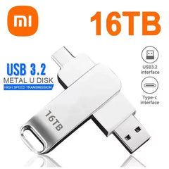 محرك أقراص فلاش USB 3.2 من شاومي بسعة 16 تيرابايت، بطاقة ذاكرة معدنية عالية السرعة، محرك أقراص فلاش، محرك أقراص فلاش، عصا مقاومة للماء