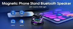 مكبر صوت بلوتوث محمول G200 مزود بإضاءة RGB ومكبر صوت مغناطيسي BT5.3 وصندوق صوت صغير مع إمكانية التشغيل لمدة 7 ساعات وحامل هاتف