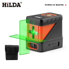 HILDA 2 Lines Laser Level Self Levelling Green Beams Laser Horizontal Vertical Cross Line Mini Laser Level