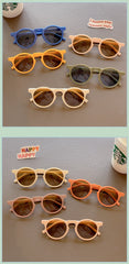 2023 New Children Round Solid Frosted Sunglasses Kids Outdoor Sun Protection Acrylic UV400 Glasses Boys Girls Polarized Glasses