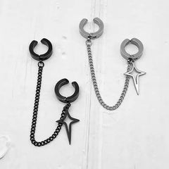 1Pcs Trendy Minimalist Stud Earrings for Teens Ear No Piercing Earrings Women Men Fake Pierced Star Pendant Earrings Jewelry