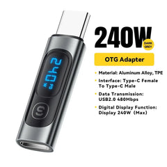 Essager USB 2.0 OTG Adapter 240W Fast Charging USB C To Type C Display Adapter OTG Connector For Samsung Xiaomi Huawei Lenovo