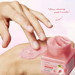 500g Peach Exfoliating Purifying Scrub, Rich in Peach Essence Extract, Glycerin, Peach Scent, Long-Lasting Fragrance, Deep Cleansing, Moisturizing and Smoothing Skin, Rub Skin Physical Exfoliation, Suitable for All Skin Types