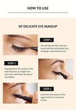 Black liquid eyeliner with small application diagrams and fine-tip pen
