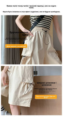 Sweet Cool Sle Women's Workwear orts Summer Thin American Qui Dry Casual Wide Leg Five-Quarter Loose Straight Cut Pants
