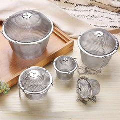 Herbal Ball Tea Spice Strainer Durable Silver Reusable Stainless Mesh Teakettle Locking Tea Filter Infuser Spice Kitchen 5 Sizes