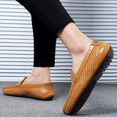 Summer Luxury Brand Men Casual Shoes Soft Genuine Leather Mens Loafers Moccasins Italian Designer Breathable Slip on Boat Shoes