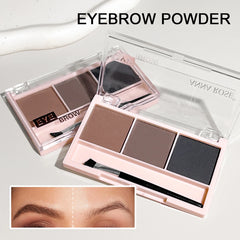 3-Color Brow Powder Set with Brush - Long-lasting, color-resistant, versatile contour makeup set for natural, three-dimensional