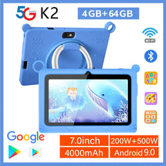 2024 New Kids Tablet 7 Inch Quad Core 4GB/64GB Android 9.0 Cheap Children's Gift Dual Cameras 5G WiFi Learning Education Tablets