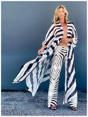 BIKINI Women Beach Dress Cover-Ups Long Stylish Tie Dye Open Front Beach Outfits Bathing Suit