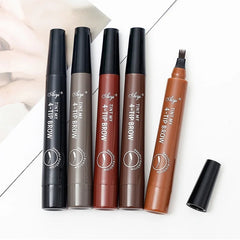 4 Splitted Head Eyebrow Pencil Long Last  Smudge Proof Waterproof Sweat Proof High Pigmented Easy Applying Liquid Eyebrow Pencil