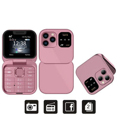 هاتف محمول جديد SERVO i16 Pro Max صغير الحجم قابل للطي، شبكة 4G، شريحتي اتصال، وضع الاستعداد، تسجيل المكالمات، اتصال سريع، FM، هاتف محمول صغير قابل للطي مقاس 1.77 بوصة