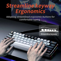 MUCAI MK61 RGB Backlit Gaming Mechanical Keyboard 61-Key Red Switch Wired Detachable Cable USB Interface Hot Swappable