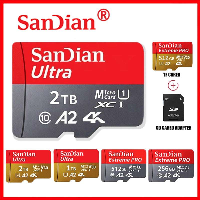 Original 2TB 1TB SanDian Ultra Card SD/TF Flash Memory Card 256/512GB Micro SD Card High Speed for Phone/Drone/Handheld Device