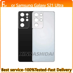 غطاء خلفي للبطارية لهاتف Samsung Galaxy S21Ultra SM-G998B SM-G998U مع زجاج للكاميرا