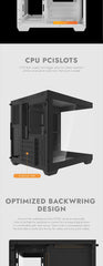 حافظة كمبيوتر Aigo 275P بغرفة مطلة على البحر وكمبيوتر ألعاب مكتبي M-ATX ولوحة أم ITX وخزانة ألعاب كمبيوتر من الزجاج المقسّى على الوجهين