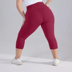 Plus size yoga pants for women Leggings fitness tummy tuck butt lift slim yoga pants with pocket summer sports cropped trousers