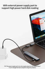 موزع USB C موزع USB 3.0، موسع USB 7 في 1 من الألومنيوم، موزع USB مع USB 3.0، 4 منافذ USB 2.0 و2 منفذ USB C موزع USB