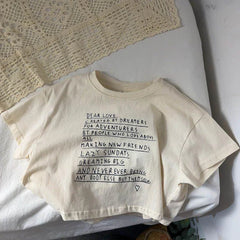 2025 Summer Loose Baby Letter Print Short Sleeves T-Shirt Children Boy Girl Fashion Cotton Tees Kid Casual Tops Toddler T-Shirts