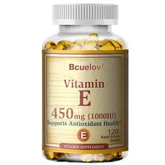 Bcuelov Vitamin E 450MG (1000 IU) Mixed Supports Immune System & Skin Nutrition - Natural Antioxidant - Gluten & Dairy Free