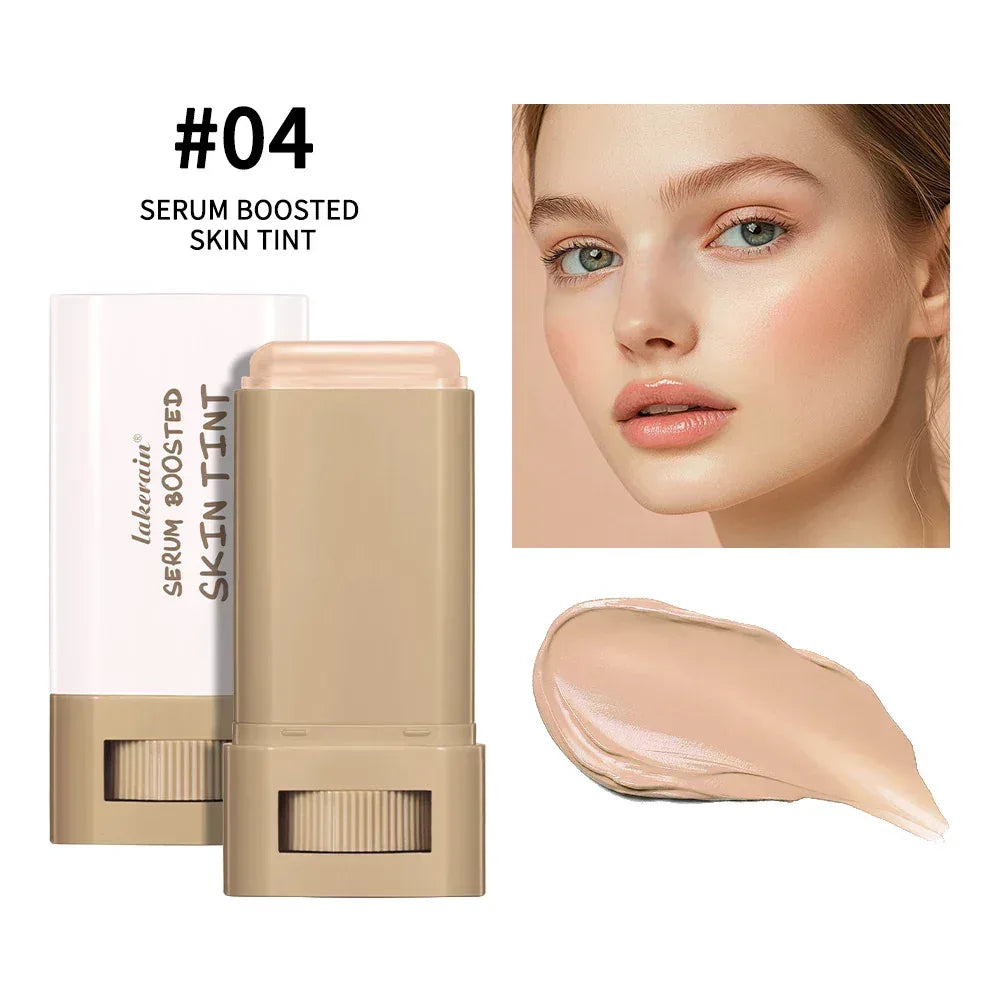 Serum Boosted Skin Tint stick, shade #04, with close-up of stick and swatch smear.