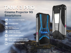 هاتف Unihertz Tank 3 Pro 8849 مع جهاز عرض 100 لومن 5G، ذاكرة وصول عشوائي (RAM) سعة 32 جيجابايت/36 جيجابايت، ذاكرة قراءة فقط (ROM) سعة 512 جيجابايت، بطارية 23800 مللي أمبير/ساعة، كاميرا 200 ميجابكسل، بلوتوث 5.3، NFC