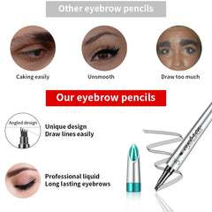 قلم حواجب QIC Four-Claw Sketch أسود بني رمادي قلم حواجب سائل مقاوم للماء يدوم طويلاً بتقنية Microblading ثلاثية الأبعاد