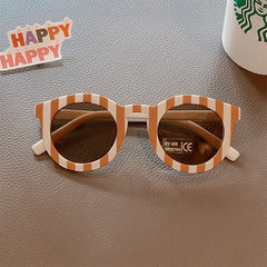 2023 New Kids Cute Checker Panel Color Round UV400 Sunglasses Baby Girls Outdoor Sun Protection Sunglasses Children Sun Glasses