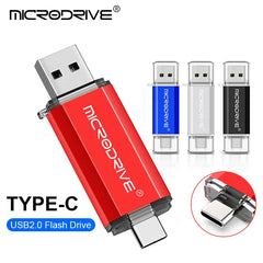 محرك أقراص فلاش USB من النوع C OTG 2 في 1 USB 2.0 Micro USB Pen Drive 128 جيجابايت 64 جيجابايت 32 جيجابايت 16 جيجابايت 8 جيجابايت 4 جيجابايت محرك أقراص فلاش USB