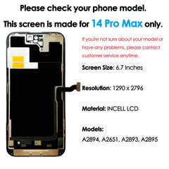 High quality AAA incell LCD For iPhone 14 Pro Max Display Touch 14 promax Screen Replacement Digitizer Assembly Repair parts