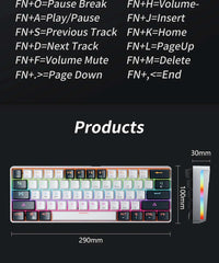MUCAI MK61 RGB Backlit Gaming Mechanical Keyboard 61-Key Red Switch Wired Detachable Cable USB Interface Hot Swappable