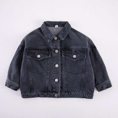 6704-1 Children's Denim Jacket Spring and Autumn Korean Girl's Denim Jacket Casual Loose Boy's Coat Cardigan.