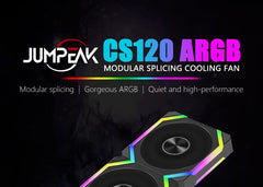 مروحة تبريد JUMPEAK CS120 ARGB مقاس 360 مم 240 مم قابلة للتكديس وتوصيل PWM صامتة 120 مم مراوح RGB لألعاب الكمبيوتر ومبرد المياه