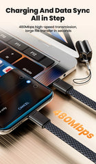 Olaf 60W USB Type C to Type C Cable Data Short Cable For iPhone 15 16 Samsung Xiaomi Fast Charging USB C to ios Cable Keychain