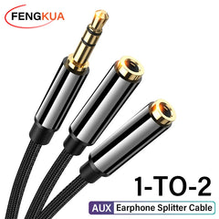 Headphone Splitter Cable 3.5mm Male to 2 Female Jack 3.5mm Extension Cable AUX Adapter for Phone Laptop MP3 Audio Splitter Cable