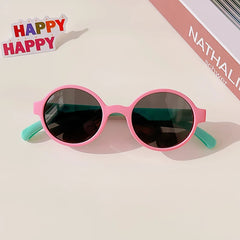 2023 New Kids Cute Checker Panel Color Round UV400 Sunglasses Baby Girls Outdoor Sun Protection Sunglasses Children Sun Glasses