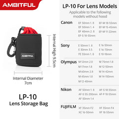 حقيبة عدسات كاميرا جديدة من AMBITFUL، حقيبة برباط، مقاس SML XL، لكاميرا Canon Sony Nikon DSLR، حافظة أسطوانية للعدسات مزودة بخطاف