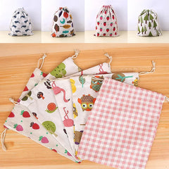 Pet Toys & Snacks Storage Cotton Linen Fabric Pouch Drawstring Bag Cute Kids Travel Cloth Shoes Storage Bag Makeup Case Gift Bag