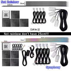 10/14/18 in 1 Led Car Ambient Lights 213 64 Color RGB Symphony Streamer Bluetooth Rainbow Acrylic Strips Atmosphere Lamp Kit 12V