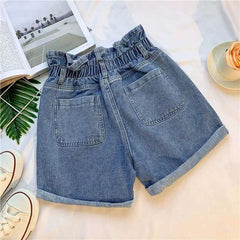 High Waist A-Line Wide Leg Jeans orts Women's Cuffed Loose Slimming High Waist Flower Bud Pants Summer Casual orts