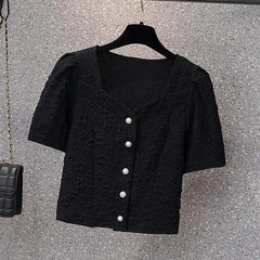 Spring Summer ort Sve Sweet Sle Pure Color Women's irt Slim Fit Chiffon Cardigan irt Fre Sle Small ence