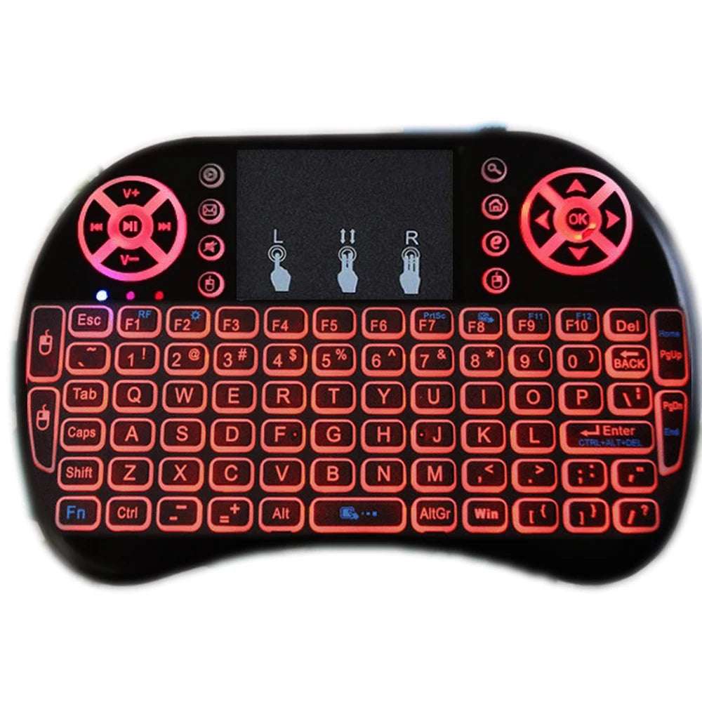 Backlight English Russian French Spanish Portugal Fly Air Mouse 2.4G Touchpad for Android TV Box PC I8 Mini Wireless Keyboard