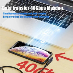 محول شحن USB 4.0 مغناطيسي سريع 100 وات من النوع C OTG 40 جيجابايت في الثانية لنقل البيانات لأجهزة الكمبيوتر اللوحية والهواتف وأجهزة الكمبيوتر المحمولة Macbook Air Pro