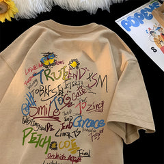 ex Pure Cotton ort Sve T-irt fiti Letter Print Casual Faionable UV Protection Coating Tag Removed Clothing