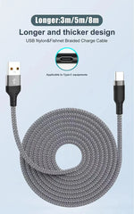 USB TYPE C Cable 5A Super Fast Charge Cable for Huawei 3m 5m 8m USB C Extension Cable for Samsung Xiaomi oppo oneplus Universal