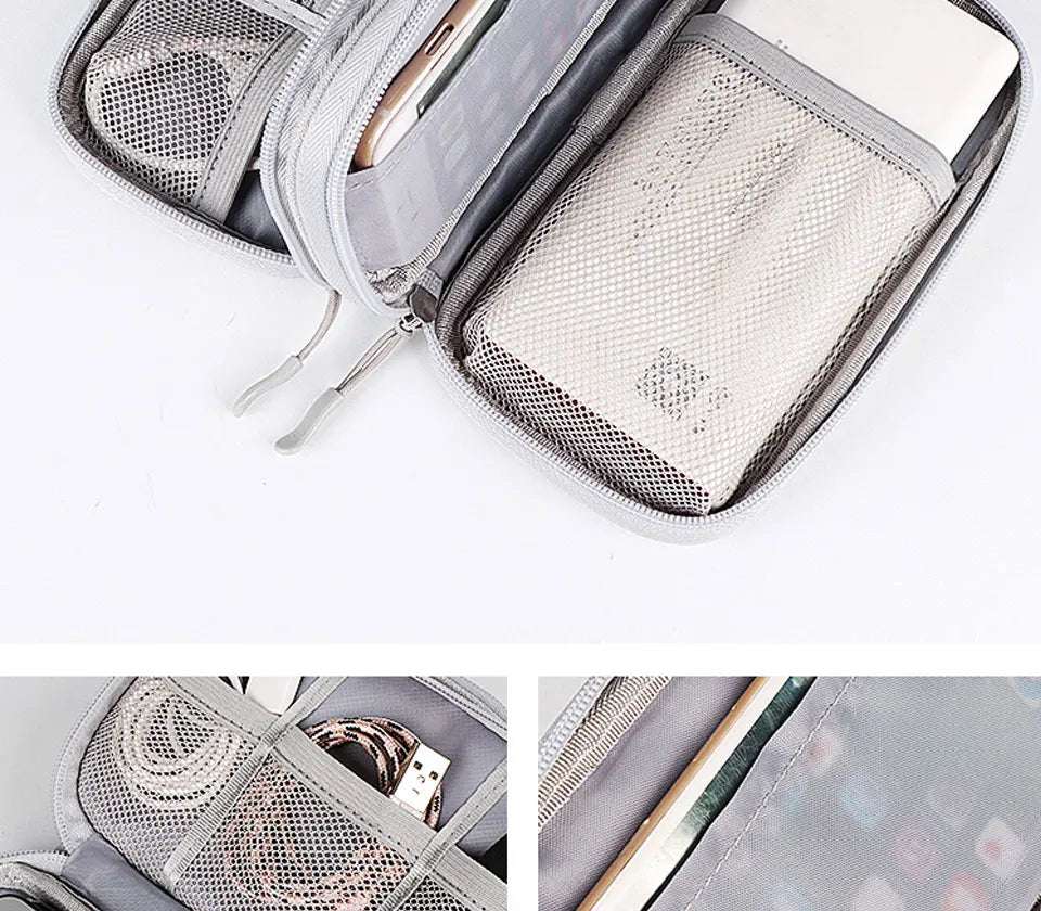 Data Cable Storage Bag Waterproof Portable Carry Case  Storage Bag Travel Organizer Bag for Cable Cord USB Charger