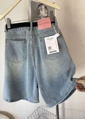 High Waist Wide Leg Jeans orts Women Loose Fit Straight Cut Five Lengths Summer New Sle Korean Version Slimming Effect
