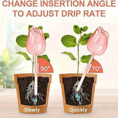 Pink tulip plant watering balls, suitable for indoor and outdoor plants, automatic plant drippers, and automatic watering