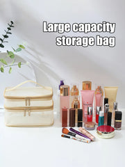 Double Layer Mesh Makeup Bag, Wash Bag, Women's Portable New Large Capacity Storage Bag, Cosmetics Storage Bag