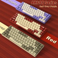 AJAZZ AK680 wired mechanical gaming keyboard double-pin keycap 68-key full-key hot-swappable mixed color lighting effect